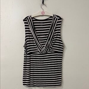 Motherhood Black and White Striped Nursing Top